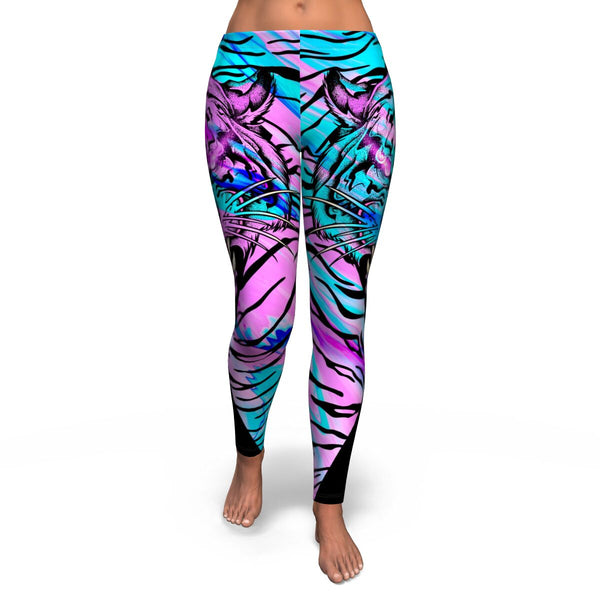 Neon Tiger AOP Leggings Animals Tiger Design - Christmas/Halloween Gift