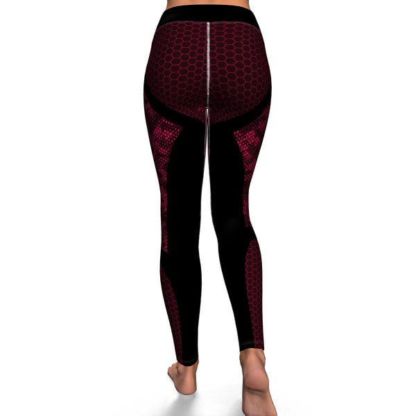 Hexagon Camo Yoga Leggings AOP Athletic Camouflage Design Red/Black - Christmas/Halloween Gift