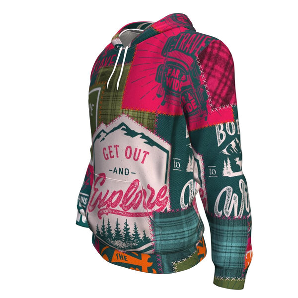 Camping Patchwork #2 Hoodie AOP - Christmas/Halloween Gift for Camping Lovers