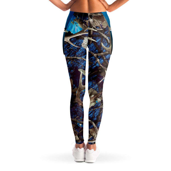 Turquoise Hunting Camouflage White Mesh Pocket Legging AOP - Christmas/Halloween Gift