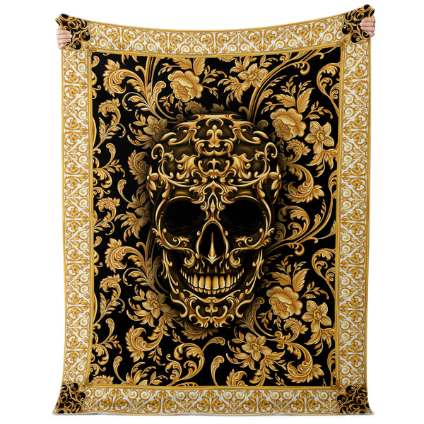 Baroque Skull Premium Microfleece Blanket AOP - Christmas Gift for Men and Women