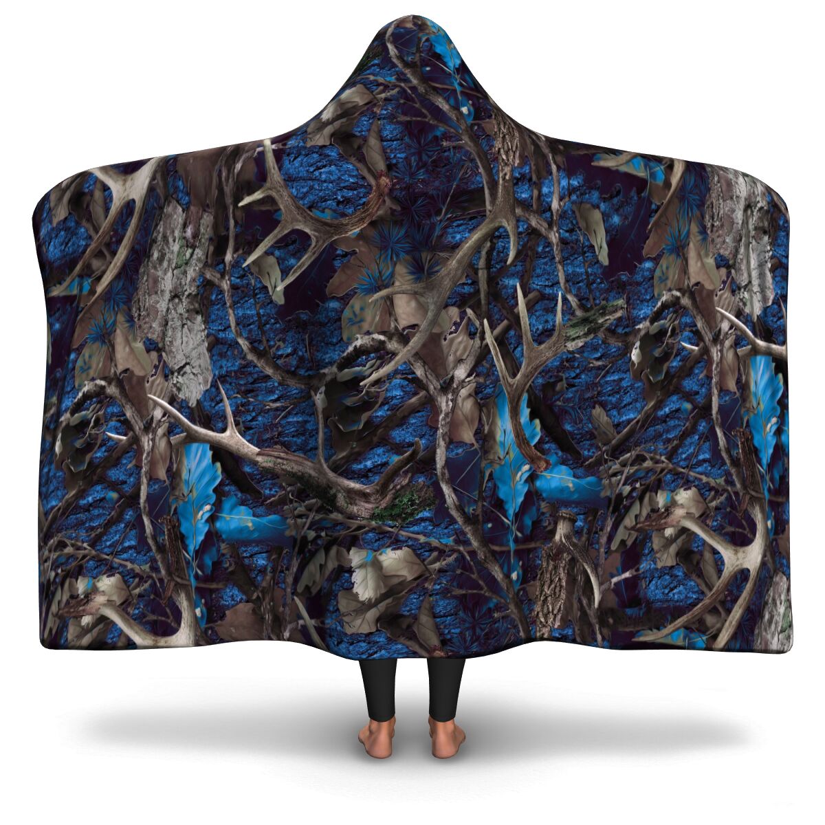 Turquoise Hunting Hooded Blanket AOP - Christmas/Halloween Gift for Hunting Lovers