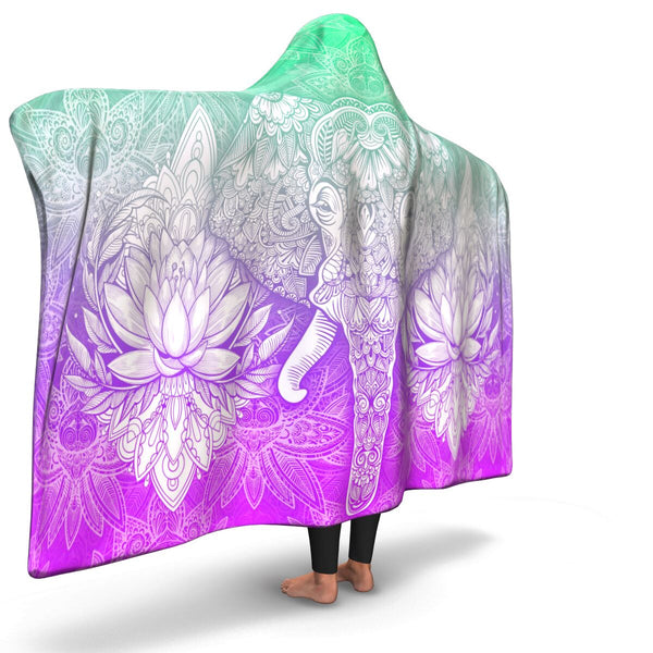 Mandala Elephant #2 Hooded Blanket - AOP  premium sherpa or microfiber fleece