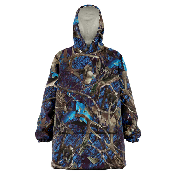 Turquoise Hunting Camouflage Snug Hoodie AOP - Christmas/Halloween Gift