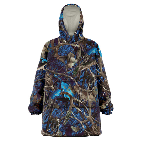 Turquoise Hunting Camouflage Snug Hoodie AOP - Christmas/Halloween Gift