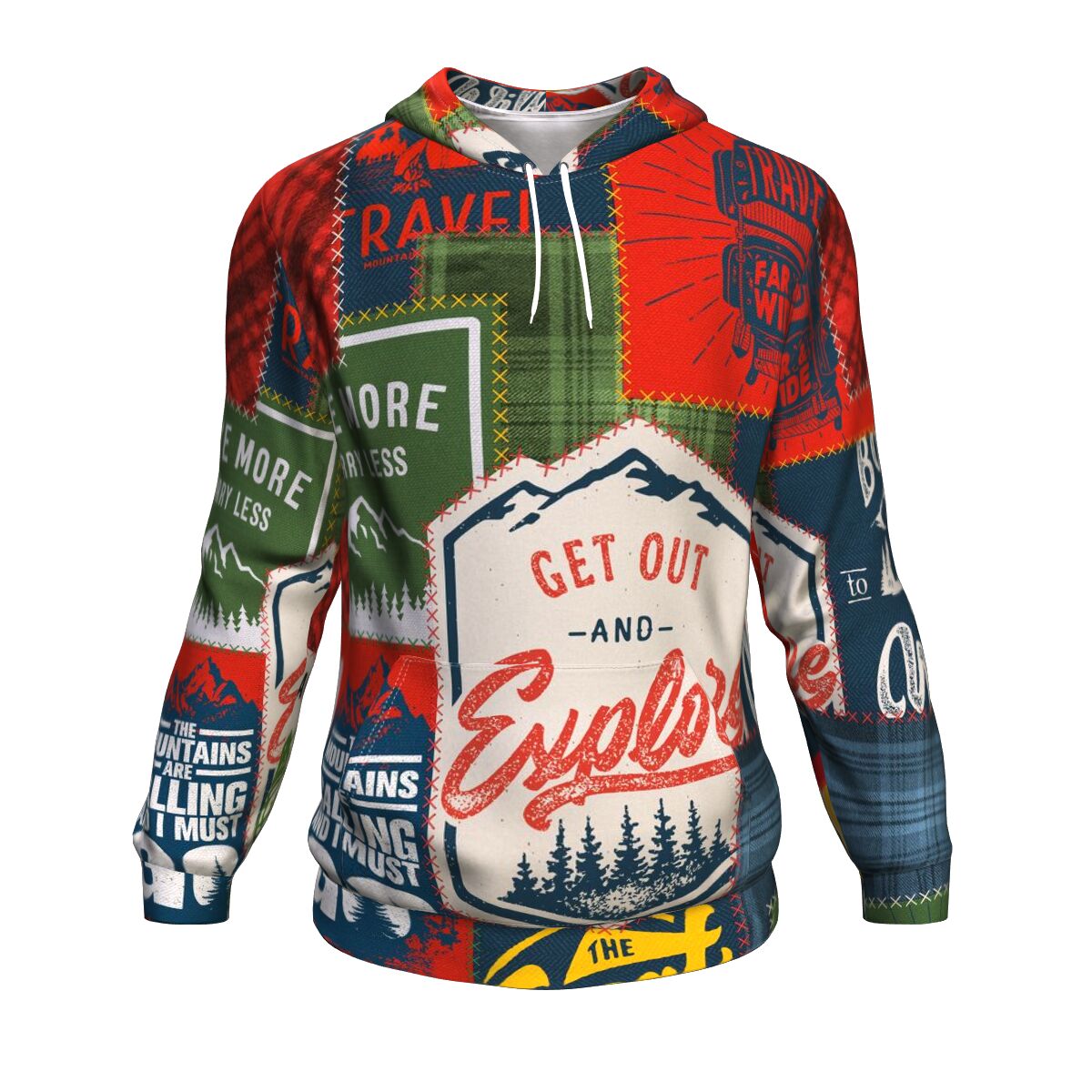 Camping Patchwork #1 Hoodie AOP - Christmas / Halloween Gift