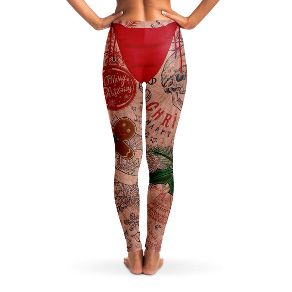 Funny Hairy Xmas Legs Premium Leggings - Christmas Leggings AOP