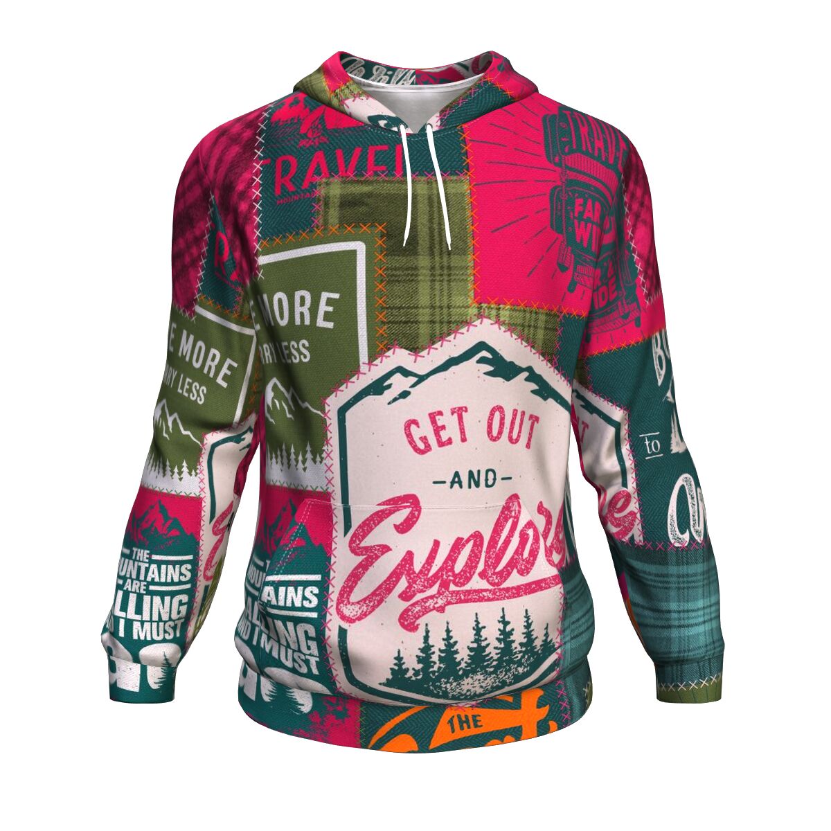 Camping Patchwork #2 Hoodie AOP - Christmas/Halloween Gift for Camping Lovers