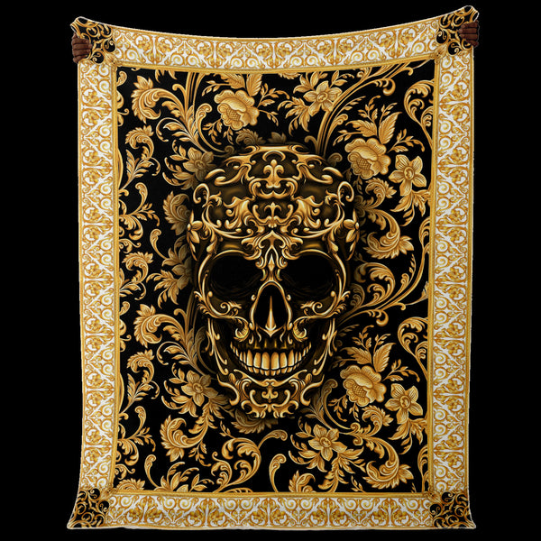Baroque Skull Premium Microfleece Blanket AOP - Christmas Gift for Men and Women