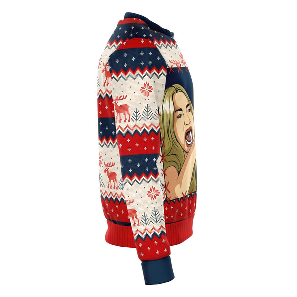 Angry Women Yelling At Confused Cat At Dinner Table Meme Christmas Sweater