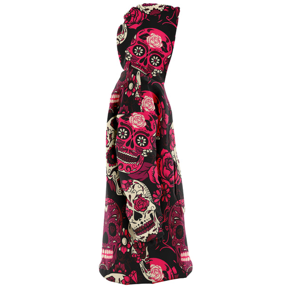Sugar Skull Calavera Pink  AOP Snug Hoodie - Christmas/Halloween Men & Women Gift