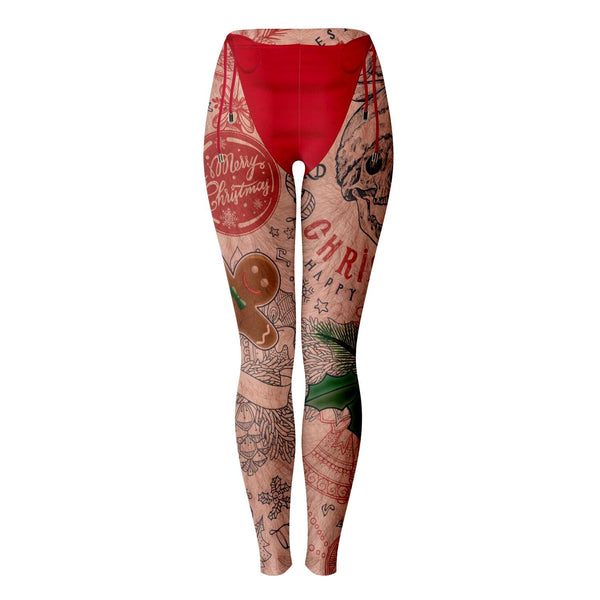 Funny Hairy Xmas Legs Premium Leggings - Christmas Leggings AOP