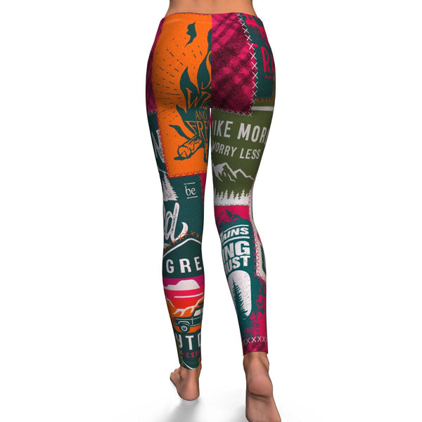 Camping Patchwork #2 Leggings AOP - Christmas/Halloween Gift for Camping Lovers