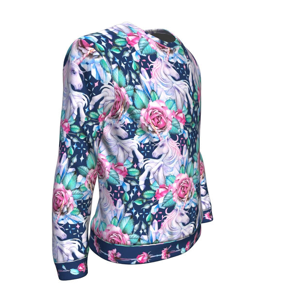 Unicorn Roses AOP Sweatshirt Unicorn Flowers Floral Design - Christmas/Halloween Gift