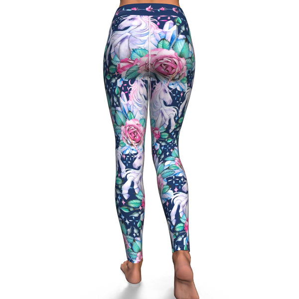 Unicorn Roses Yoga Leggings AOP Floral Flowers -Christmas/Halloween Leggings Gift