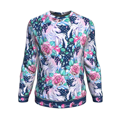 Unicorn Roses AOP Sweatshirt Unicorn Flowers Floral Design - Christmas/Halloween Gift
