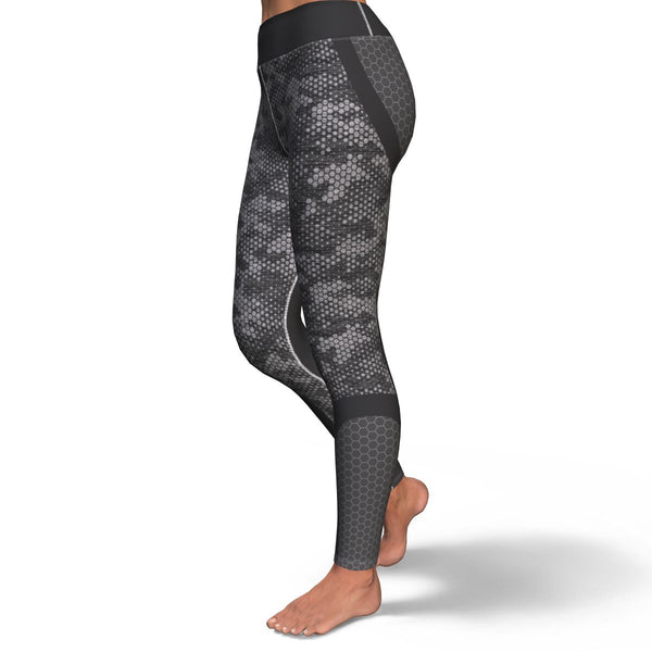 Hexagon Camo Yoga Leggings AOP Athletic Camouflage Design White/Gray - Christmas/Halloween Gift