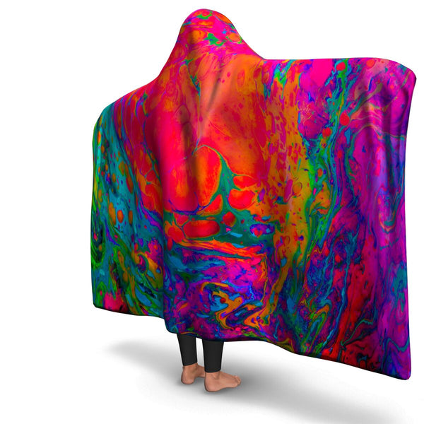 Acid Paint 2 Abstract Hooded Blanket AOP - Christmas/Halloween Gift for Painting Lovers