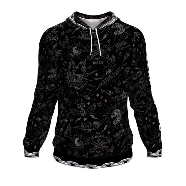 Behind Bars AOP Hoodie Skull Motorcycle - Christmas/Halloween Gift