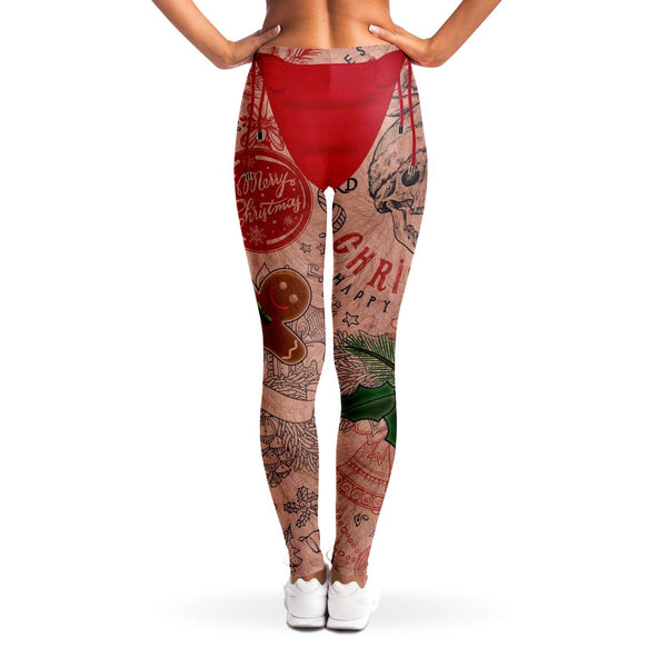 Funny Hairy Xmas Legs Premium Leggings - Christmas Leggings AOP