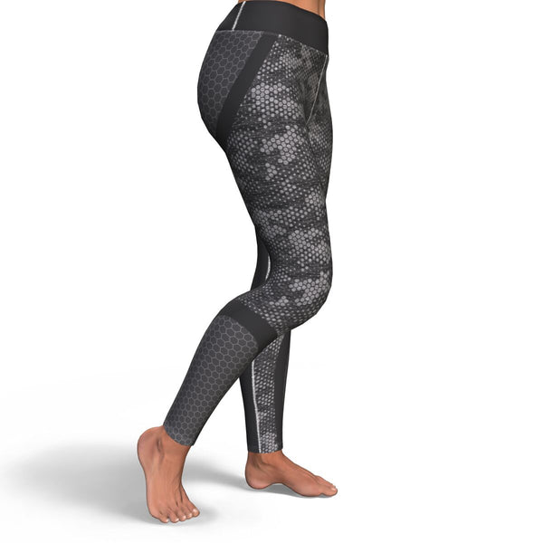 Hexagon Camo Yoga Leggings AOP Athletic Camouflage Design White/Gray - Christmas/Halloween Gift