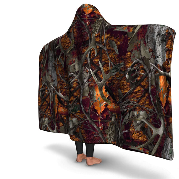 Orange Hunting Hooded Blanket AOP - Christmas/Halloween Gift for Camping Lovers