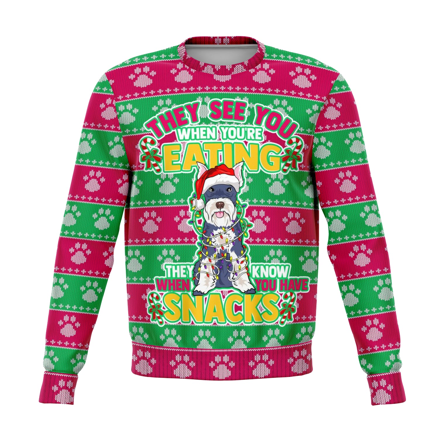 Schnauzer Dogs They Know When You Have Snacks Ugly Xmas Sweatshirt AOP -Christmas/Halloween Gift