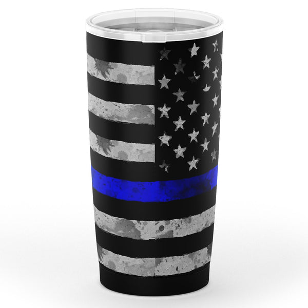 Blue Line Police Flag - 4th of July special design 20oz Tumbler AOP