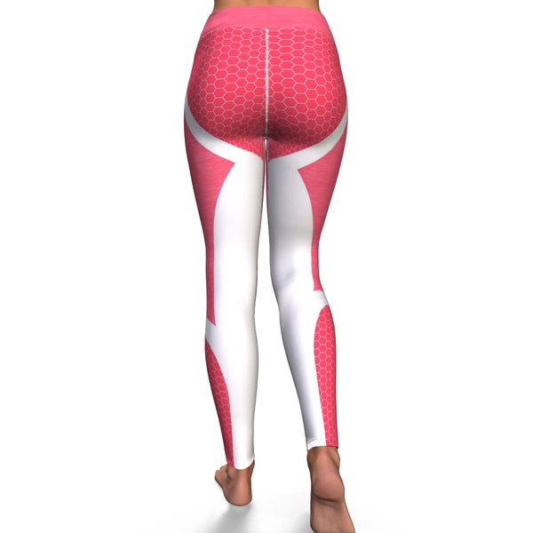 Hexagon Yoga Leggings AOP Athletic Design (Pink/White) - Christmas/Halloween Gift